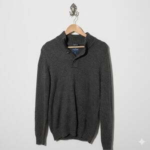 American Eagle Men’s Mock Neck Sweater Medium Charcoal Wool Blend Supersoft